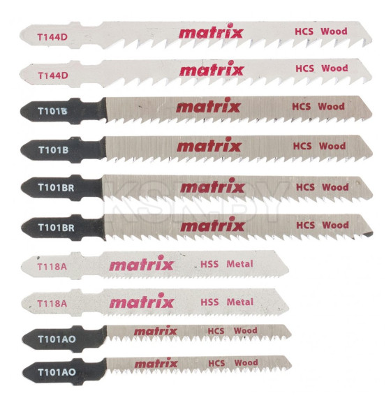 Набор пилок для лобзика универсальный (10 шт.) T-SET1003 Matrix 78247 (78247) 