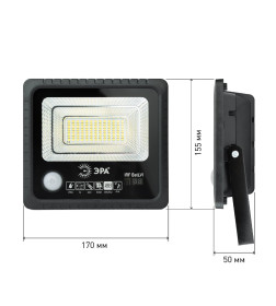 Прожектор светодиодный  на солнечных батареях 50W с датч. движения, ПДУ 5000K IP65 Эра