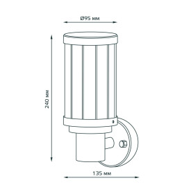 Светильник садово-парковый на стену вверх Е27 170-240V IP54 Gauss Vega GD021