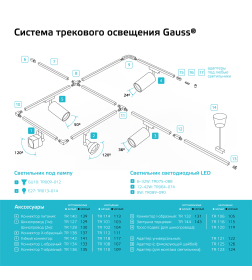 Коннектор для трековых шинопроводов (черный) Gauss TR111