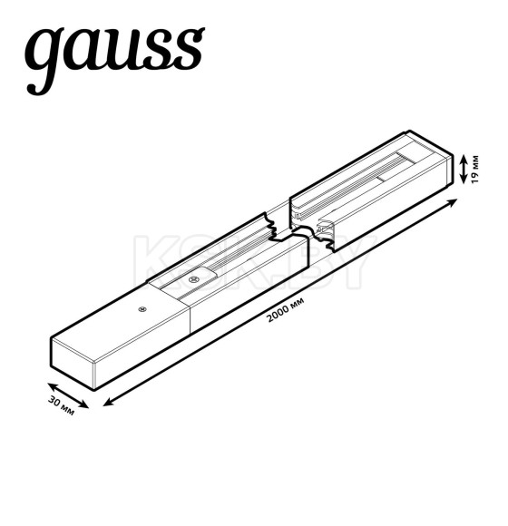 Шинопровод накладной с адаптером питания и заглушкой 2 м (черный) Gauss TR104 (TR104) 