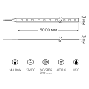 Лента Gauss Basic LED 2835/240 12V 14,4W/m 1600lm/m 4000K 10mm IP20 5m  (BT086) 