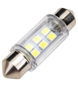 Автолампа диод T11 (C5W) 12V 6 SMD 1-конт 36мм Белая SKYWAY комп.2 шт салон/номер