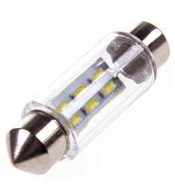 Автолампа диод T11 (C5W) 12V 6 SMD 1-конт 39мм Белая SKYWAY комп.2 шт салон/номер