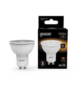 Лампа Gauss MR16 5W 500lm 3000K GU10 LED 