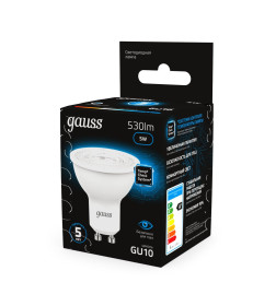 Лампа Gauss MR16 5W 530lm 6500K GU10 LED 