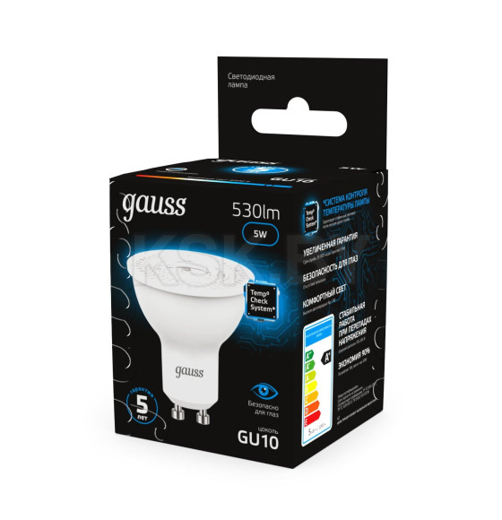 Лампа Gauss MR16 5W 530lm 6500K GU10 LED  (101506305) 