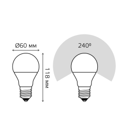 Лампа светодиодная Е27 A60 15W 1480lm 6500K Gauss Elementary 23235