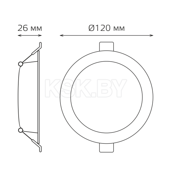 Светильник встраиваемый LED 9W 720lm 4000K 170-260V IP20 120х26 мм круг (белый) Gauss Basic Downlight 9030420209 (9030420209) 