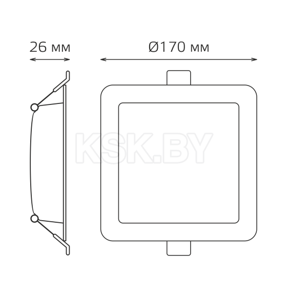 Светильник встраиваемый LED 18W 1600lm 4000K 170-260V IP20 170х26 мм квадрат (белый) Gauss Basic Downlight 9031420218 (9031420218) 