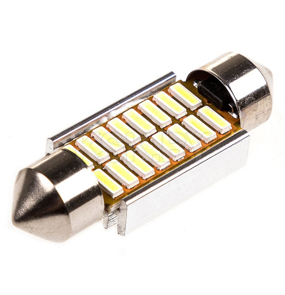 Автолампа диод T11 (C5W) 12V 16 SMD 1-конт 36мм Белая SKYWAY комп.2 шт салон/номер (S08201313) 