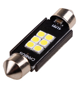 Автолампа диод T11 (C5W) 12V 6 SMD 1-конт 41мм Белая SKYWAY CAN BUS комп.2 шт салон/номер