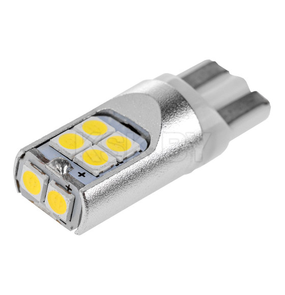 Автолампа диод T10 (W5W) 12/24V 10 SMD 1-конт биполярная Белая SKYWAY CAN BUS комп.2 шт (S08202092) 