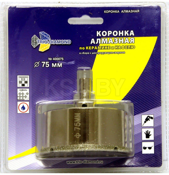 Коронка алмазная 75мм керамика TRIO-DIAMOND (400075) 