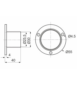 Крепление (розетка) 510Е высокая, d-25,AL,H40mm