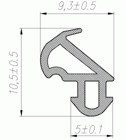 Уплотнитель для профиля 1уп.--20м KBE (228) (рама, створка),чёрный, "ELEMENTIS",