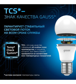 Лампа Gauss A60 10W 920lm 6500K E27 LED 1/10/50