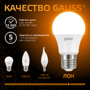 Лампа Gauss A60 12W 1150lm 3000K E27 LED 1/10/50 (102502112) 