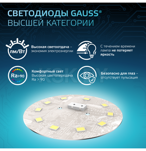 Лампа светодиодная шар Е27 6.5W 550lm 4100K Gauss Шар 105102207 (105102207) 