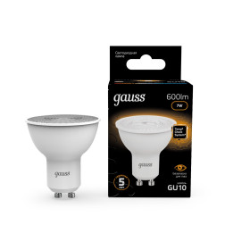 Лампа Gauss MR16 7W 600lm 3000K GU10 LED 