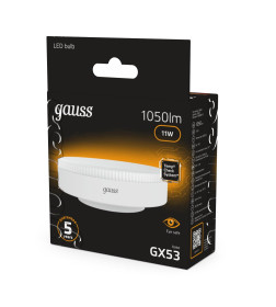 Лампа Gauss GX53 11W 1050lm 3000K LED 