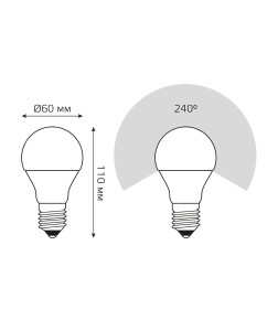 Лампа светодиодная Е27 A60 12W 1170lm 6500K Gauss Elementary 23232