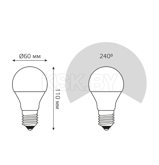 Лампа светодиодная Е27 A60 12W 1170lm 6500K Gauss Elementary 23232 (23232) 