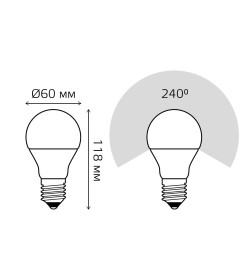 Лампа светодиодная Е27 A60 15W 1480lm 6500K Gauss Elementary 23235