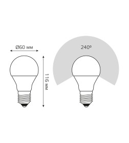 Лампа светодиодная Е27 A60 15W 1480lm 6500K Gauss Elementary 23235