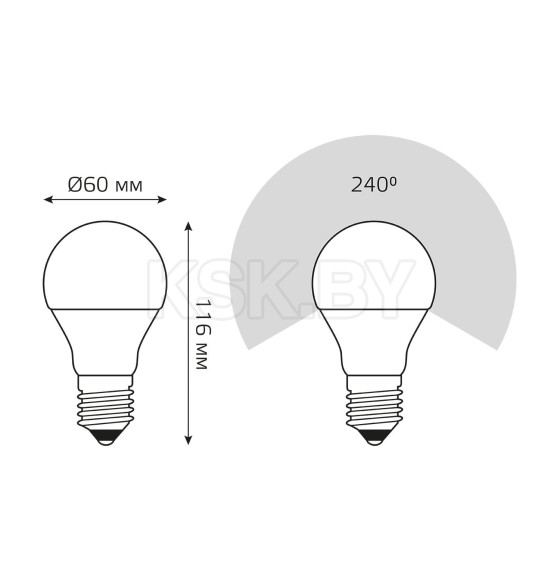 Лампа светодиодная Е27 A60 15W 1480lm 6500K Gauss Elementary 23235 (23235) 