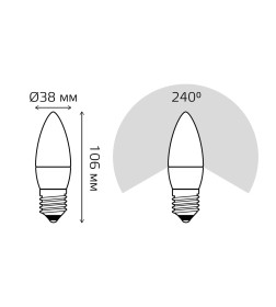 Лампа светодиодная свеча Е27 10W 750lm 3000K Gauss Elementary 30210