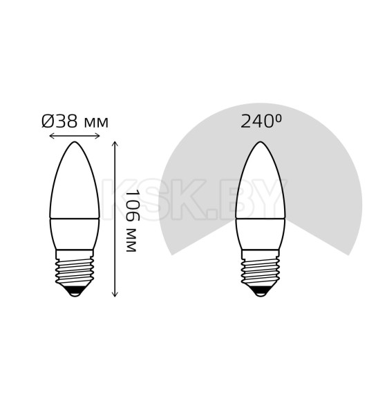 Лампа светодиодная свеча Е27 10W 750lm 3000K Gauss Elementary 30210 (30210) 