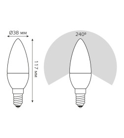 Лампа светодиодная свеча Е14 12W 880lm 3000K Gauss Elementary 33112