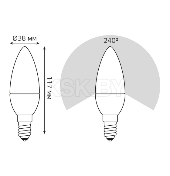 Лампа светодиодная свеча Е14 12W 880lm 3000K Gauss Elementary 33112 (33112) 