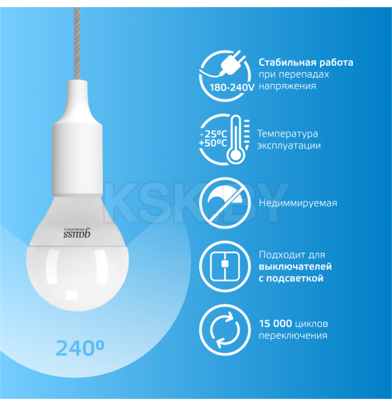 Лампа светодиодная шар Е14 10W 750lm 6500K Gauss Elementary 53130 (53130) 