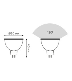 Лампа светодиодная, софит (MR16), GU5.3, 5.5Вт, 3000K, Elementary Gauss