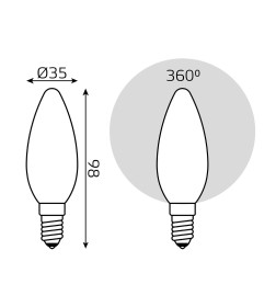 Лампа светодиодная, свеча (B35), E14, 5Вт, 220В, 2700K, Filament Candle OPAL Gauss