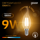 Лампа Gauss Filament Свеча на ветру 9W 680lm 2700К Е14 LED  (104801109) 