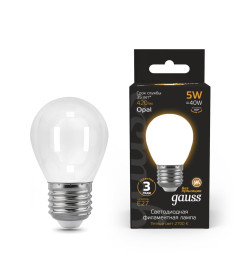 Лампа Gauss Filament Шар 5W 420lm 2700К Е27 milky LED 