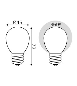 Лампа Gauss Filament Шар 5W 450lm 4100К Е27 milky LED 