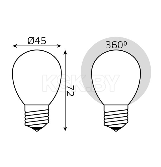 Лампа Gauss Filament Шар 5W 450lm 4100К Е27 milky LED  (105202205) 