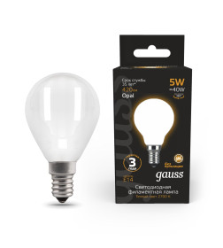 Лампа Gauss Filament Шар 5W 420lm 2700К Е14 milky LED 