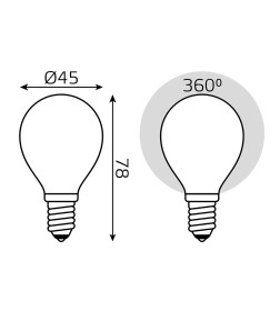 Лампа Gauss Filament Шар 5W 420lm 2700К Е14 milky LED 