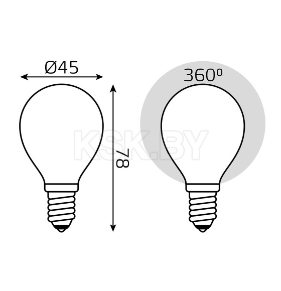 Лампа Gauss Filament Шар 5W 420lm 2700К Е14 milky LED  (105201105) 