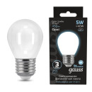 Лампа Gauss Filament Шар 5W 450lm 4100К Е27 milky LED  (105202205) 