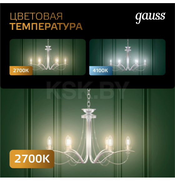 Лампа Gauss Filament Шар 9W 680lm 2700К Е27 LED  (105802109) 