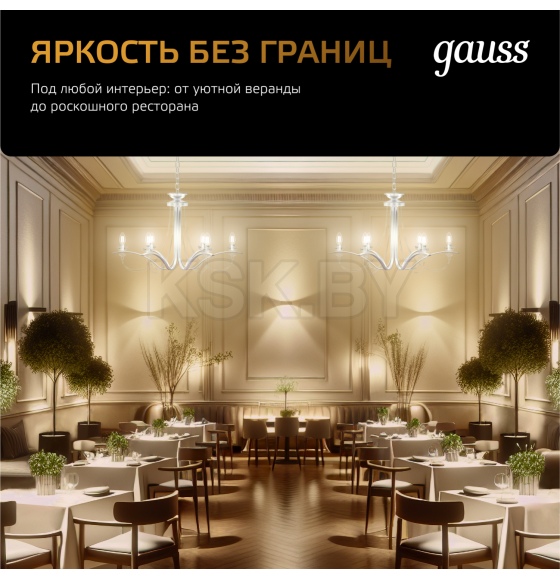 Лампа Gauss Filament Шар 9W 680lm 2700К Е27 LED  (105802109) 