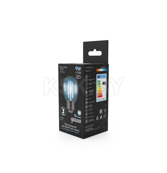 Лампа Gauss Filament Шар 9W 710lm 4100К Е27 LED  (105802209) 