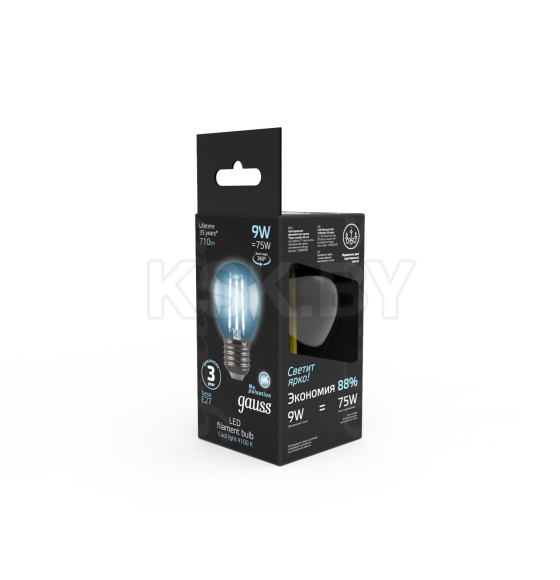 Лампа Gauss Filament Шар 9W 710lm 4100К Е27 LED  (105802209) 