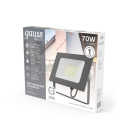 Прожектор Gauss BASIC 70W 6300lm 6500K 200-240V IP65 графитовый LED 